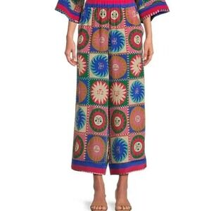 Johnny Was Workshop NWT $340 Villa Pull On Pants Pink Suns Faces Lionora Silk XL